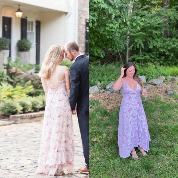 Lavender Floral Lace-Up Back High-Low Maxi Dress 🌿 - Picture 7 of 12